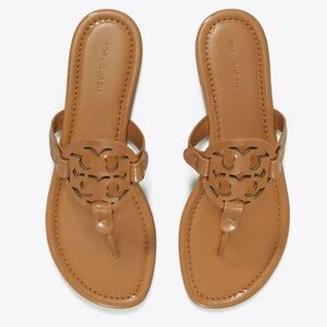 Tory Burch Miller Patent Camel Logo Sandals